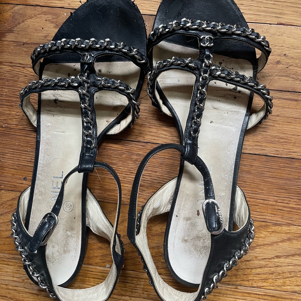 Authentic Chanel sandals well used